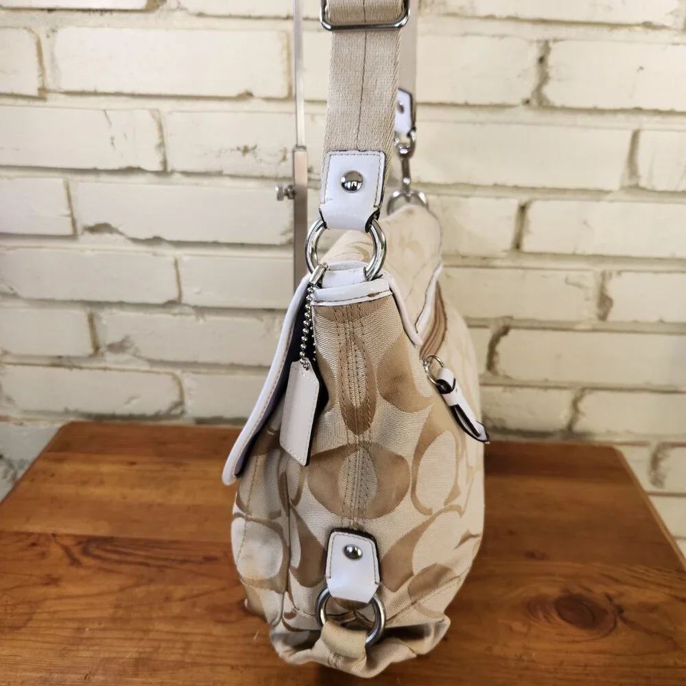 Coach Kyra Signature Khaki Messenger Shoulder Bag Purse